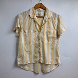 Piyama Women's Abigail Cotton Striped‎ Button Up Short Sleeve Sleep Top Size S